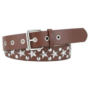Womens Star Studded Punk Belt Gothic,mens Coffee Studded Leather Belts With🐱